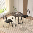 Set da pranzo a 3 pezzi VECELO, tavolo accentato e sedie moderni con piano rotondo in legno, altezza 76 cm, per stanza e piccoli spazi