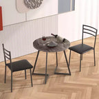 Set da pranzo a 3 pezzi VECELO, tavolo accentato e sedie moderni con piano rotondo in legno, altezza 76 cm, per stanza e piccoli spazi