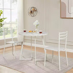 Set da pranzo a 3 pezzi VECELO, tavolo accentato e sedie moderni con piano rotondo in legno, altezza 76 cm, per stanza e piccoli spazi