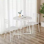 Set da pranzo a 3 pezzi VECELO, tavolo accentato e sedie moderni con piano rotondo in legno, altezza 76 cm, per stanza e piccoli spazi