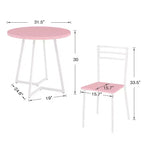 Set da pranzo a 3 pezzi VECELO, tavolo accentato e sedie moderni con piano rotondo in legno, altezza 76 cm, per stanza e piccoli spazi