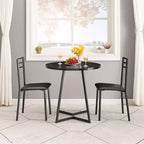 Set da pranzo a 3 pezzi VECELO, tavolo accentato e sedie moderni con piano rotondo in legno, altezza 76 cm, per stanza e piccoli spazi