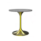 LeisureMod Verve 36 Round Dining Table - Modern Resin Top with Brushed Gold Pedestal Base Accent Table for Contemporary Dining and Kitchen Room
