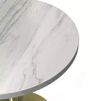 LeisureMod Verve Tavolo da Pranzo Rotondo da 90 cm - Piano Moderno in Resina con Base a Piedistallo Oro Spazzolato Tavolino d'Appoggio per Sala da Pranzo e Cucina Contemporanea