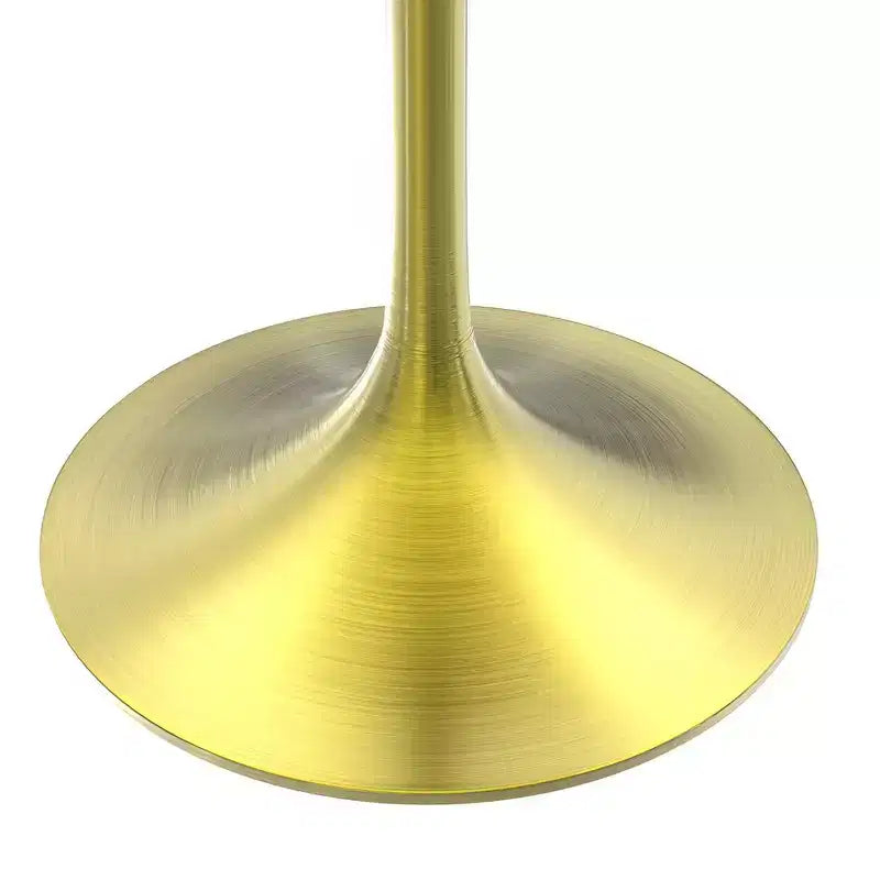 LeisureMod Verve Tavolo da Pranzo Rotondo da 90 cm - Piano Moderno in Resina con Base a Piedistallo Oro Spazzolato Tavolino d'Appoggio per Sala da Pranzo e Cucina Contemporanea