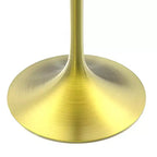 LeisureMod Verve Tavolo da Pranzo Rotondo da 90 cm - Piano Moderno in Resina con Base a Piedistallo Oro Spazzolato Tavolino d'Appoggio per Sala da Pranzo e Cucina Contemporanea