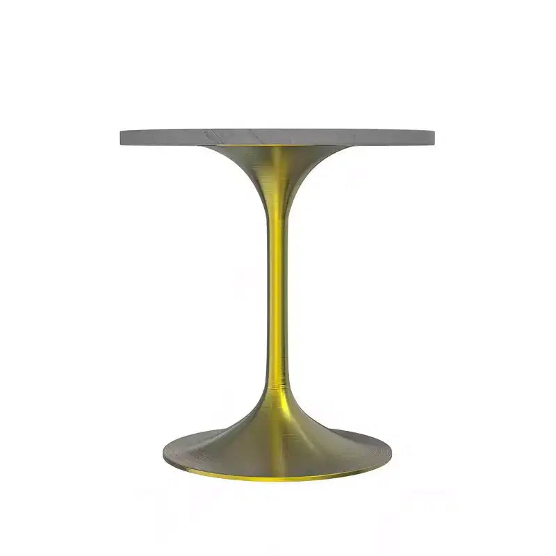 LeisureMod Verve Tavolo da Pranzo Rotondo da 90 cm - Piano Moderno in Resina con Base a Piedistallo Oro Spazzolato Tavolino d'Appoggio per Sala da Pranzo e Cucina Contemporanea