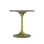LeisureMod Verve Tavolo da Pranzo Rotondo da 90 cm - Piano Moderno in Resina con Base a Piedistallo Oro Spazzolato Tavolino d'Appoggio per Sala da Pranzo e Cucina Contemporanea