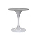 LeisureMod Verve 27 Round Dining Table - Modern Resin Top with White Steel Pedestal Base Accent Side Table for Kitchen and Home