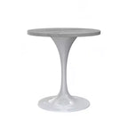 LeisureMod Verve 27 Round Dining Table - Modern Resin Top with White Steel Pedestal Base Accent Side Table for Kitchen and Home
