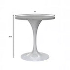 LeisureMod Verve 27 - Tavolo da pranzo rotondo, moderno, con piano in resina e base a piedistallo in acciaio bianco, tavolino d'appoggio per cucina e casa