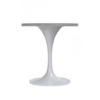 LeisureMod Verve 27 - Tavolo da pranzo rotondo, moderno, con piano in resina e base a piedistallo in acciaio bianco, tavolino d'appoggio per cucina e casa