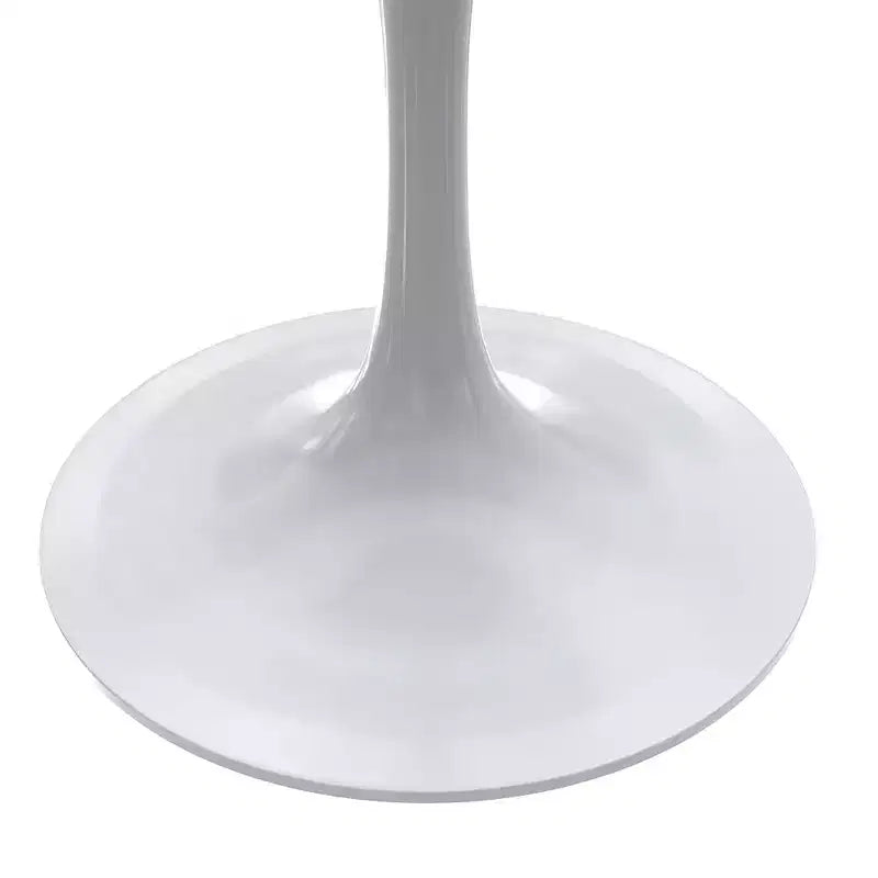 LeisureMod Verve 27 - Tavolo da pranzo rotondo, moderno, con piano in resina e base a piedistallo in acciaio bianco, tavolino d'appoggio per cucina e casa
