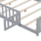 Letto a pavimento per bambini, letto a pavimento matrimoniale con sponde di sicurezza e doghe, telaio del letto in legno con porta, non necessita di rete a doghe