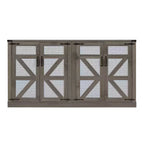 Credenza Rustica Effetto Rattan 34.05H, Mobile Contenitore con Quattro Ante e Ripiani Regolabili, 4Q - ModernLuxe