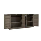 Credenza Rustica Effetto Rattan 34.05H, Mobile Contenitore con Quattro Ante e Ripiani Regolabili, 4Q - ModernLuxe