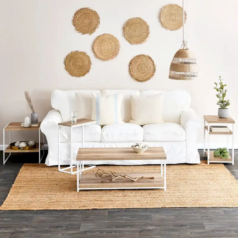 Tavolino laterale a C con struttura in acciaio – Ardesia / Noce / Rovere nero / Frassino / Bianco e altro, singolo