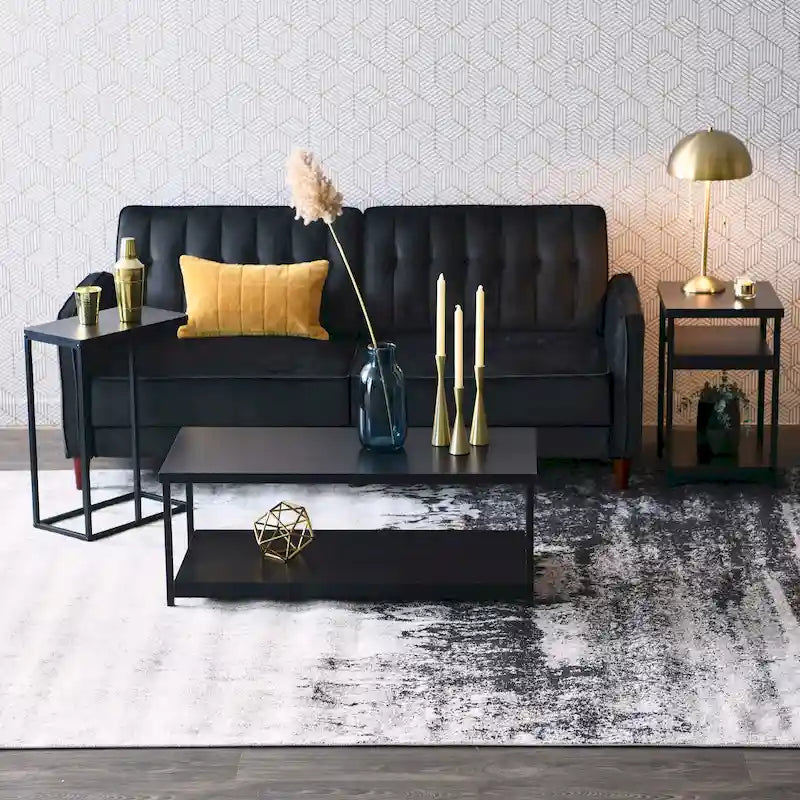 Tavolino laterale a C con struttura in acciaio – Ardesia / Noce / Rovere nero / Frassino / Bianco e altro, singolo
