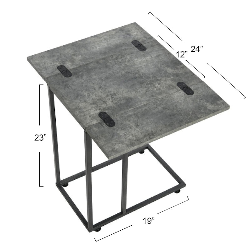 Tavolino laterale a C con struttura in acciaio – Ardesia / Noce / Rovere nero / Frassino / Bianco e altro, singolo