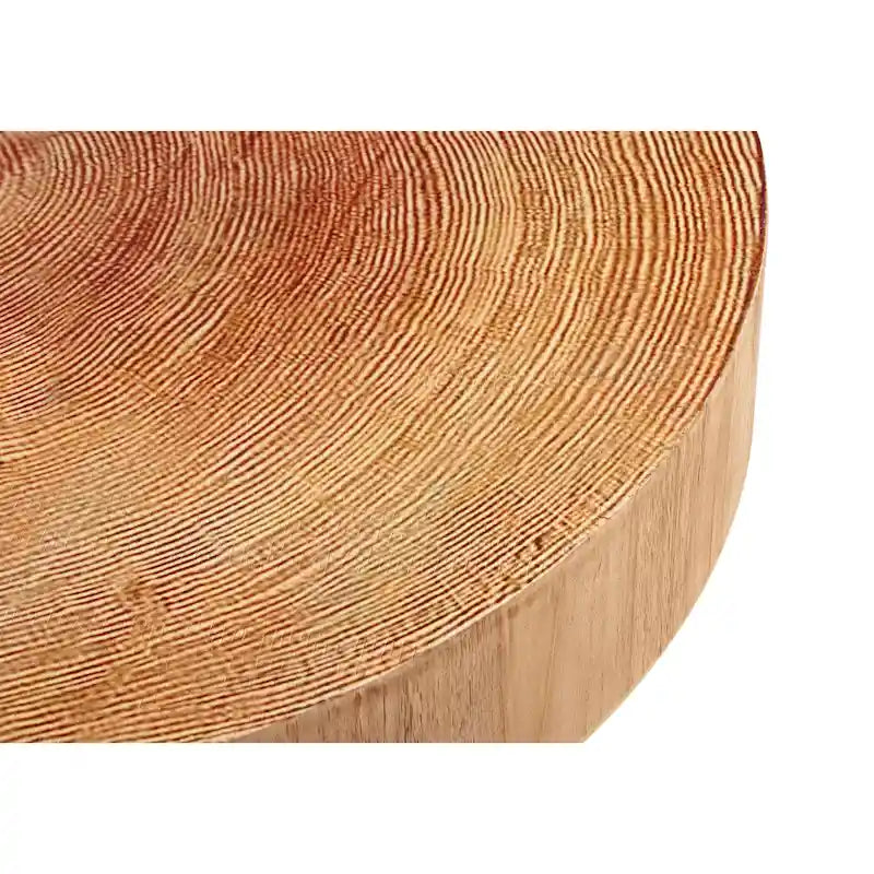 Tavolino da Caffè Cilindrico Rustico in Legno Impiallacciato – Naturale / Bianco / Rosso Chiaro e Naturale