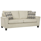 Divano letto queen contemporaneo in ciniglia con materasso in memory foam – Naturale / Fumo, per 2 persone