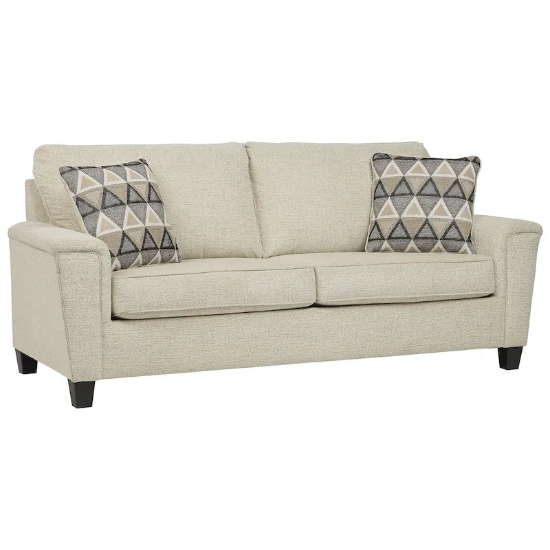 Divano letto queen contemporaneo in ciniglia con materasso in memory foam – Naturale / Fumo, per 2 persone