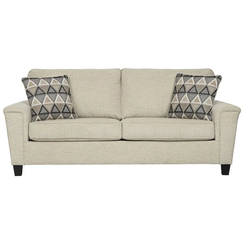 Divano letto queen contemporaneo in ciniglia con materasso in memory foam – Naturale / Fumo, per 2 persone