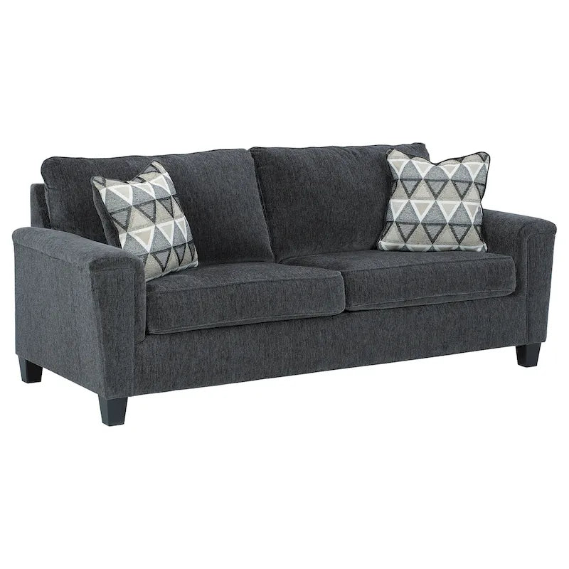 Divano letto queen contemporaneo in ciniglia con materasso in memory foam – Naturale / Fumo, per 2 persone