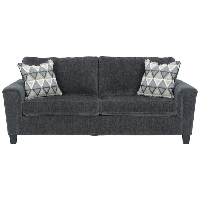Divano letto queen contemporaneo in ciniglia con materasso in memory foam – Naturale / Fumo, per 2 persone