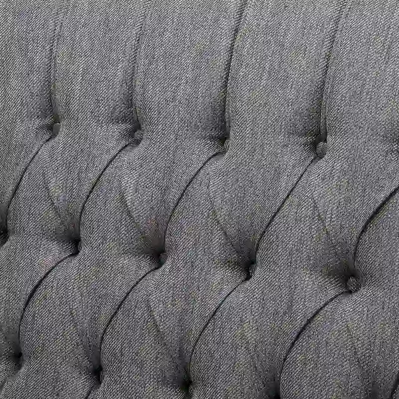 Poltrona reclinabile "Pushback" a orecchioni trapuntata di grandi dimensioni in tessuto con bordi borchiati e gambe in legno di betulla – Marrone / Blu navy / Antracite, Singola