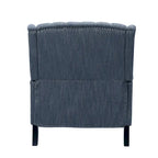 Poltrona reclinabile "Pushback" a orecchioni trapuntata di grandi dimensioni in tessuto con bordi borchiati e gambe in legno di betulla – Marrone / Blu navy / Antracite, Singola