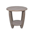 Tavolino rustico da fattoria con ripiano inferiore rotondo e gambe curve – Legno naturale, singolo
