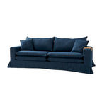 Divano Moderno Sfoderabile con Portabicchieri e Cuscini Reversibili – Blu Navy / Bianco, 3 Posti