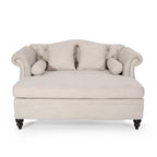 Chaise longue doppia trapuntata con bordo borchiato – Beige / Carbone, 2 posti