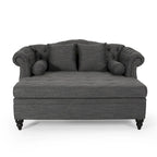 Chaise longue doppia trapuntata con bordo borchiato – Beige / Carbone, 2 posti