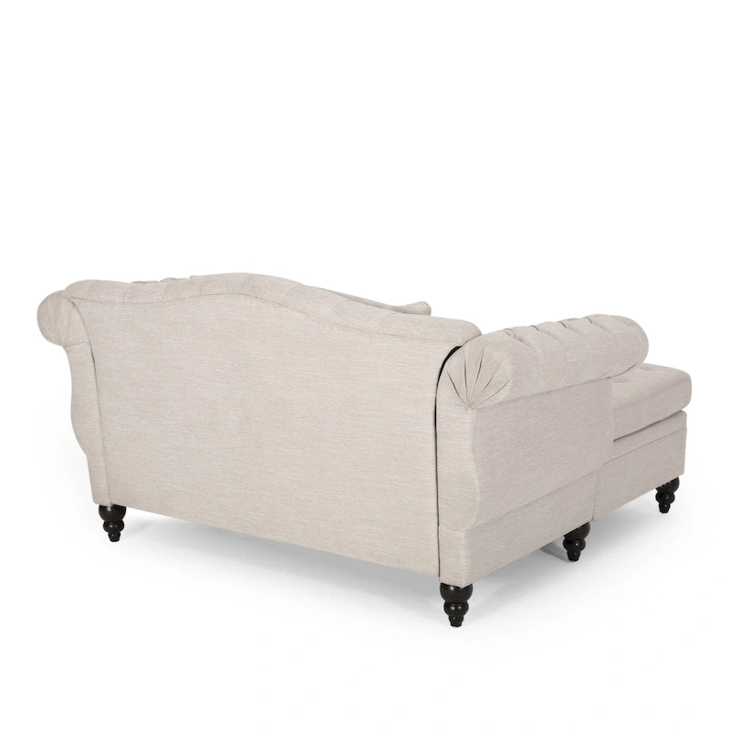 Chaise longue doppia trapuntata con bordo borchiato – Beige / Carbone, 2 posti