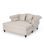 Chaise longue doppia trapuntata con bordo borchiato – Beige / Carbone, 2 posti