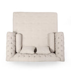 Chaise longue doppia trapuntata con bordo borchiato – Beige / Carbone, 2 posti
