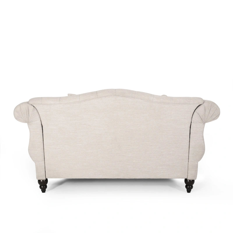 Chaise longue doppia trapuntata con bordo borchiato – Beige / Carbone, 2 posti