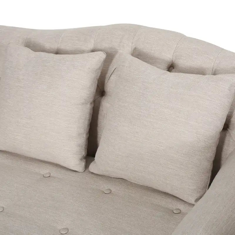 Chaise longue doppia trapuntata con bordo borchiato – Beige / Carbone, 2 posti