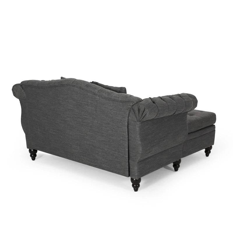 Chaise longue doppia trapuntata con bordo borchiato – Beige / Carbone, 2 posti