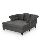 Chaise longue doppia trapuntata con bordo borchiato – Beige / Carbone, 2 posti