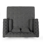 Chaise longue doppia trapuntata con bordo borchiato – Beige / Carbone, 2 posti