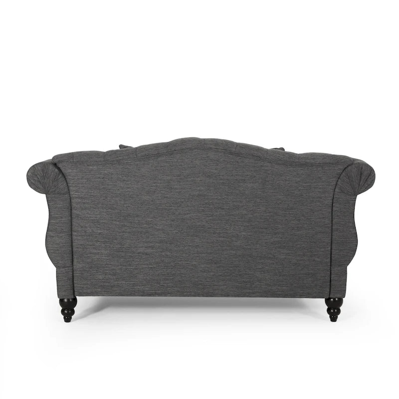 Chaise longue doppia trapuntata con bordo borchiato – Beige / Carbone, 2 posti