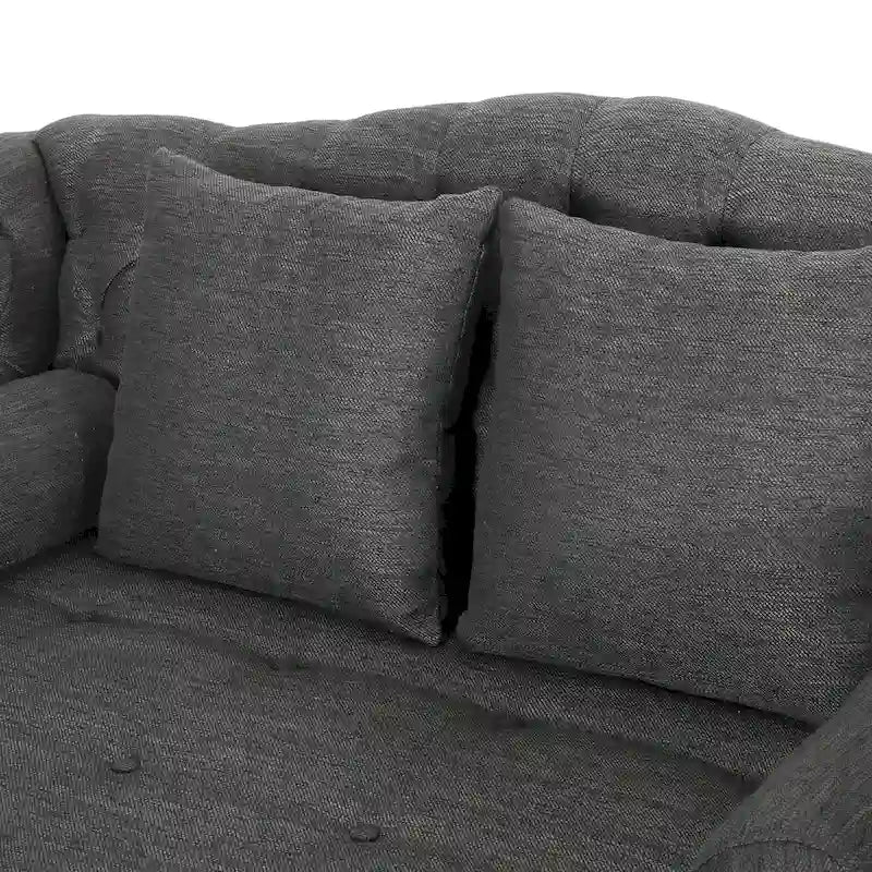 Chaise longue doppia trapuntata con bordo borchiato – Beige / Carbone, 2 posti