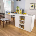 Famapy White Kitchen Island With Storage Wood Kitchen Prep Table Stationery Storage Cabinet
