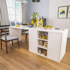 Famapy White Kitchen Island With Storage Wood Kitchen Prep Table Stationery Storage Cabinet