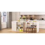 Famapy isola da cucina bianca con contenitore tavolo da cucina in legno mobiletto per stoviglie