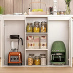 Famapy isola da cucina bianca con contenitore tavolo da cucina in legno mobiletto per stoviglie