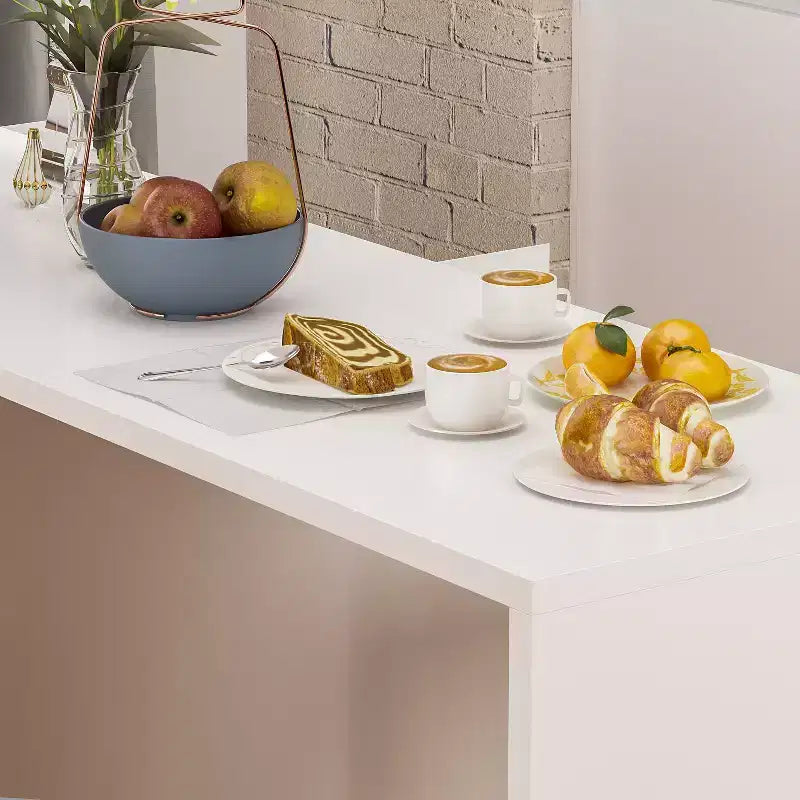 Famapy isola da cucina bianca con contenitore tavolo da cucina in legno mobiletto per stoviglie